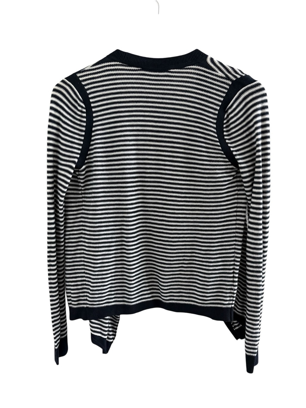 LOFT Navy & White Striped Open-Front Cardigan - Picture 5 of 5